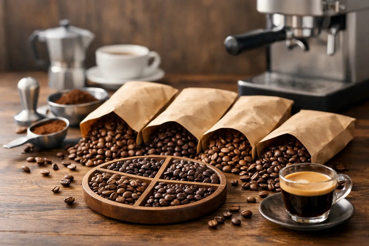 Kaffeebohnen Probierpaket Test für Espresso