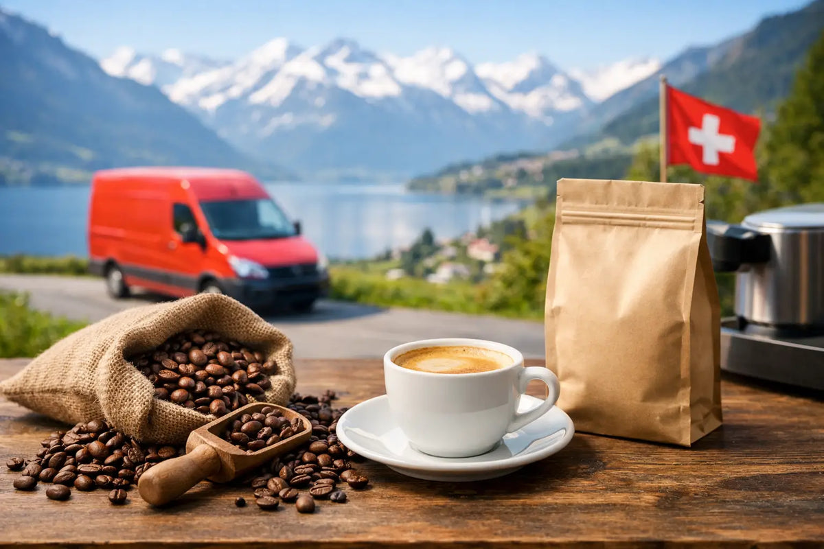 Schweizer Versand für Kaffeebohnen, der ankommt