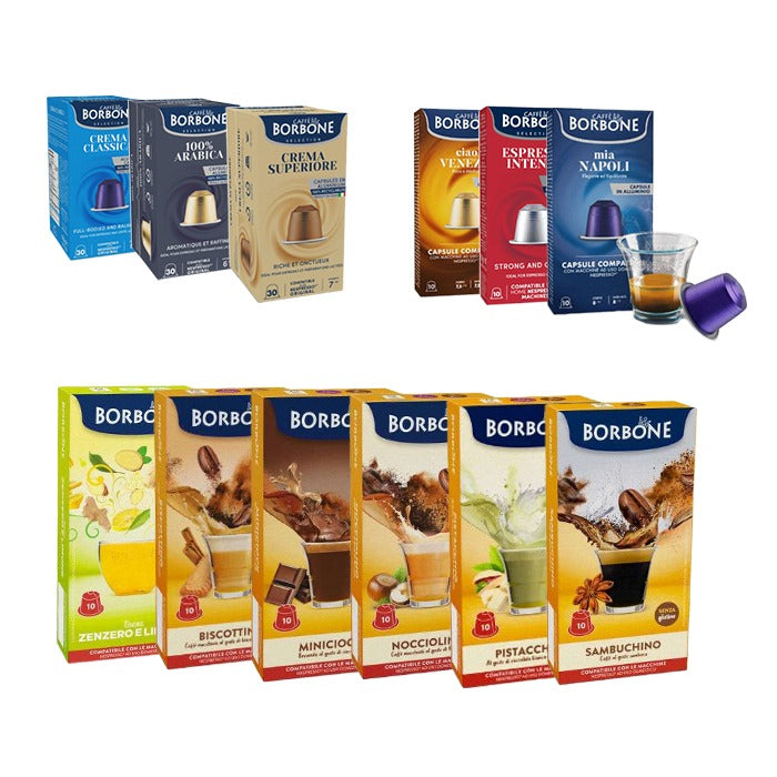 Borbone 570  Kapseln Sortiment – Superior, Classica, 100% Arabica, Espresso Intenso & Spezialitäten | Nespresso® kompatibel