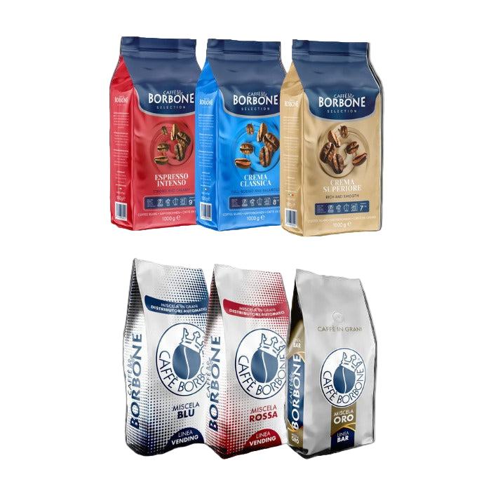 Borbone Kaffee Set – 6 x 1 kg Espresso & Crema Sorten für echten Kaffeegenuss (6 & 12 Kilo Bundles)