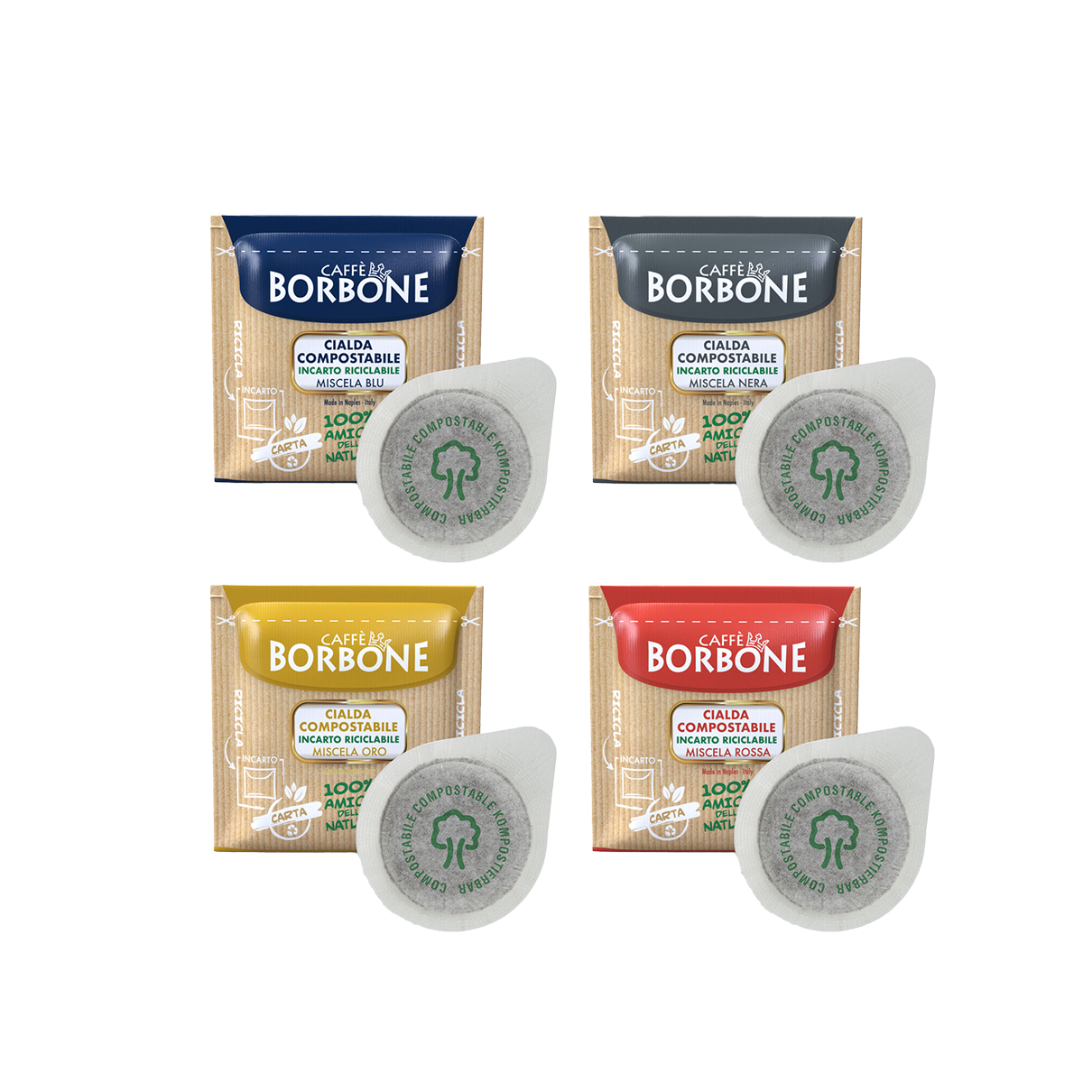 Caffè Borbone Mixpaket – 4 Sorten à 50 E.S.E. Pads