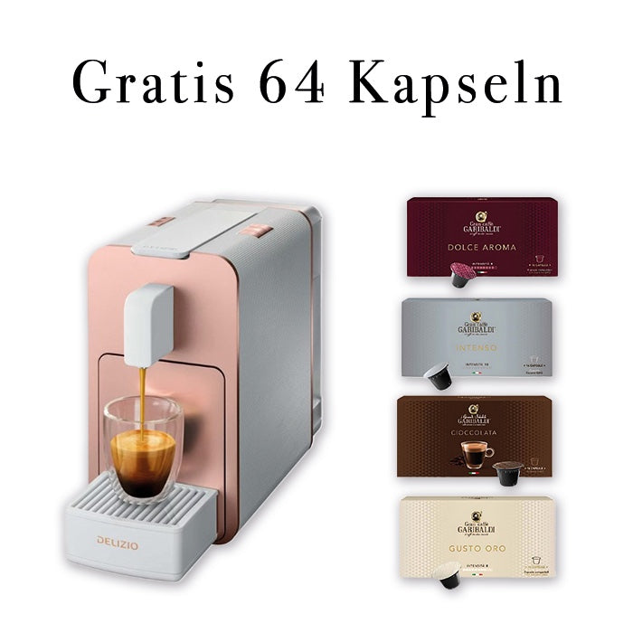 Delizio Viva Elegante Rosegold/Weiss mit 64 Gratis Kapseln