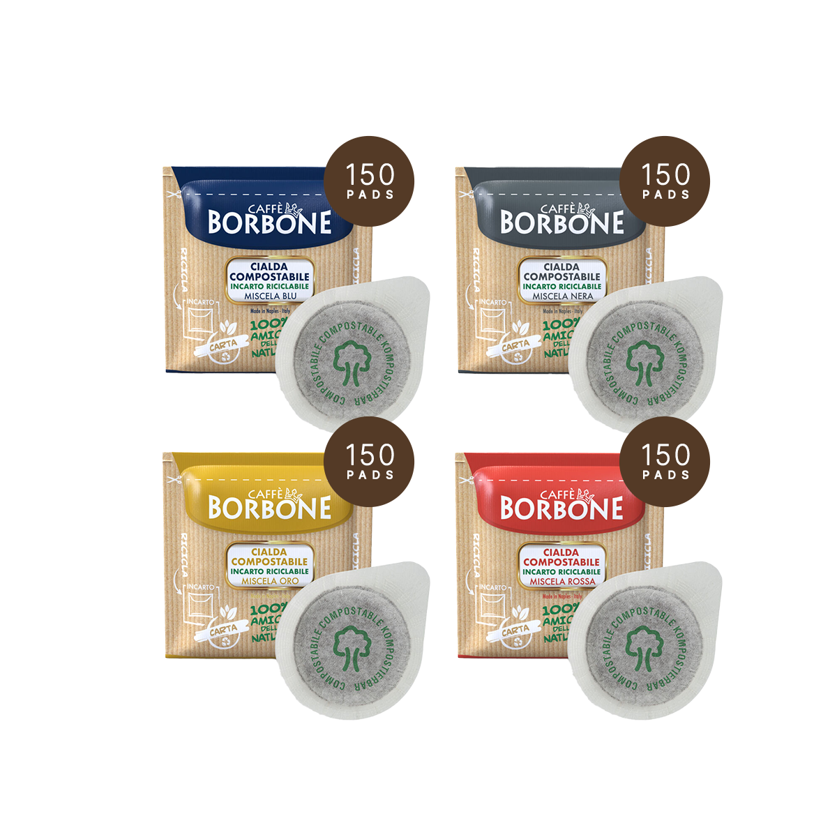 Caffè Borbone Mixpaket – 4 Sorten à 150 E.S.E. Pads