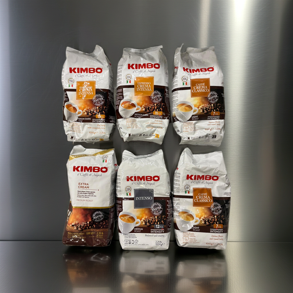 Kimbo Kaffee Restposten 6 kg – Espresso & Crema Bohnen Mix – Caffè Crema Classico, Crema Intensa, Extra Cream & Intenso – Ganze Bohnen aus Italien